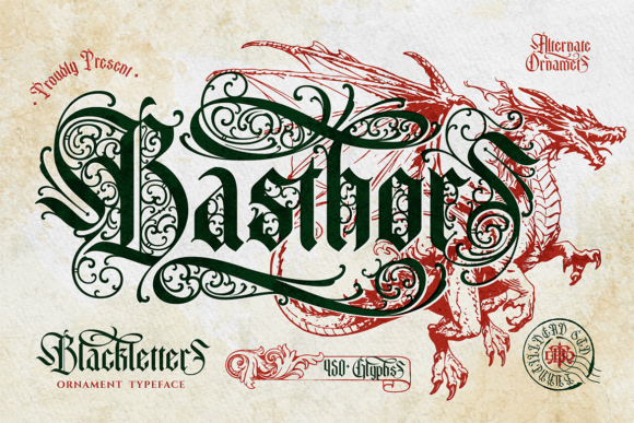 Basthors: A Blackletter Typeface for Regal and Fantasy Design